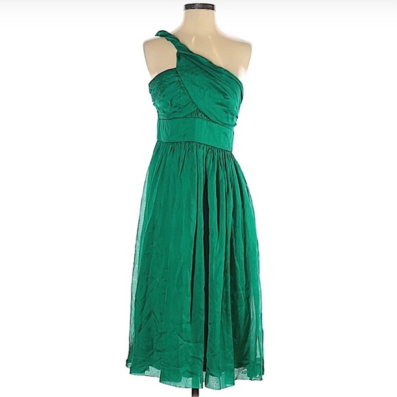 Maria Bianca Nero Dresses & Skirts - Maria Bianca Nero Green Silk One Shoulder Dress Size Medium